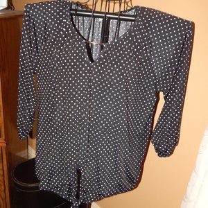 Ladies Cathy Daniels Blouse - Top  Size XL  Black with Polka Dots